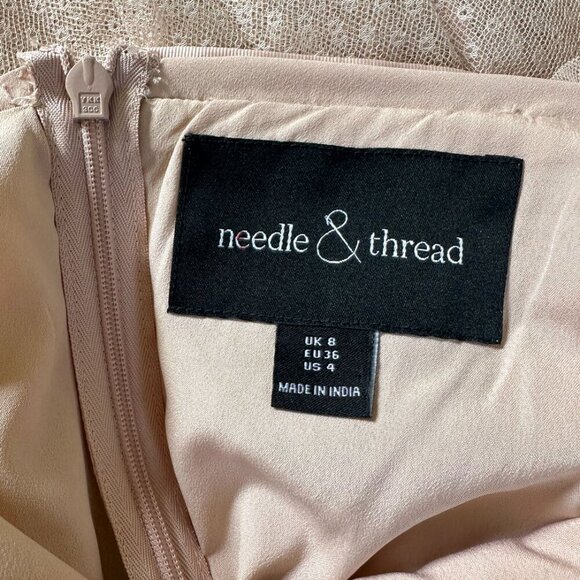 Needle&Thread Pink Midi Dress Tulle Sequin Embellished Ethereal Balletcore Sz 4 - Picture 6 of 8